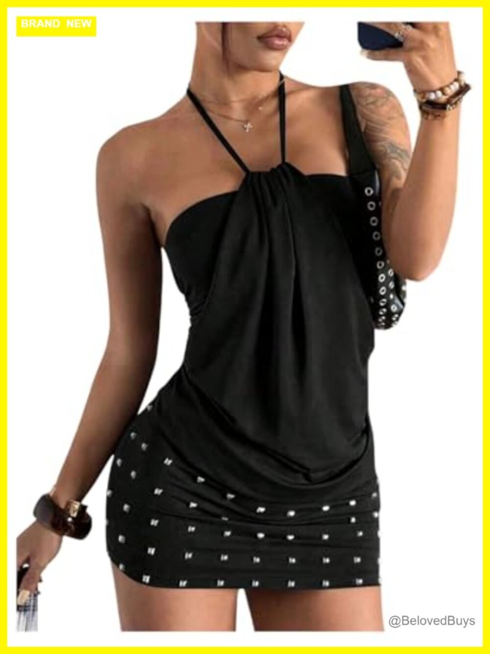 Women's Y2K Grunge Halter Mini Dress Sexy Backless Club Bodycon